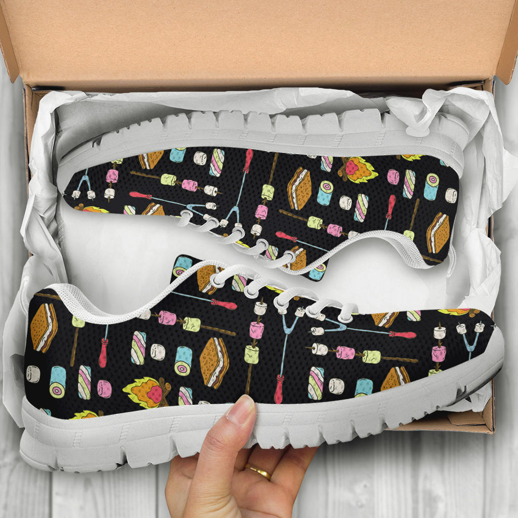 Camping Campfire Marshmallows Sneakers White Bottom Shoes