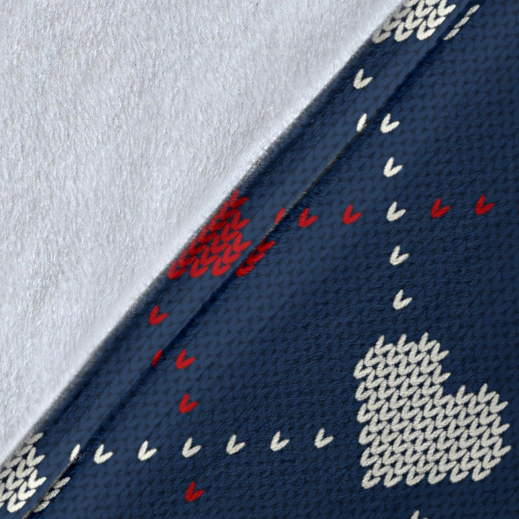 Heart Knit Pattern Print Design HE05 Fleece Blanket