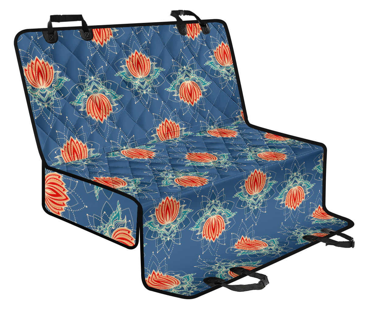 Lotus Boho Pattern Print Design LO07 Rear Dog Seat Cover