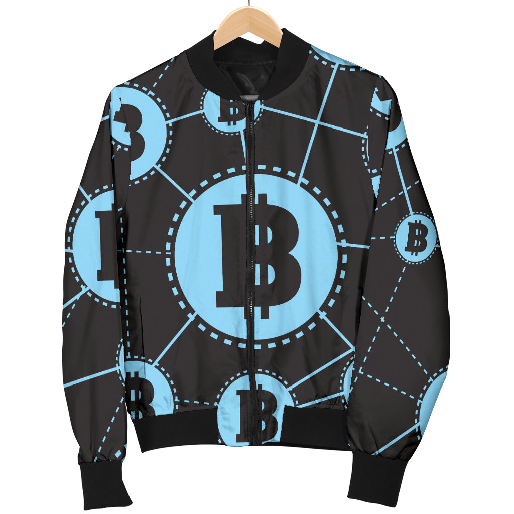Cryptocurrency Pattern Print Design 02 Women's Bomber Jacket