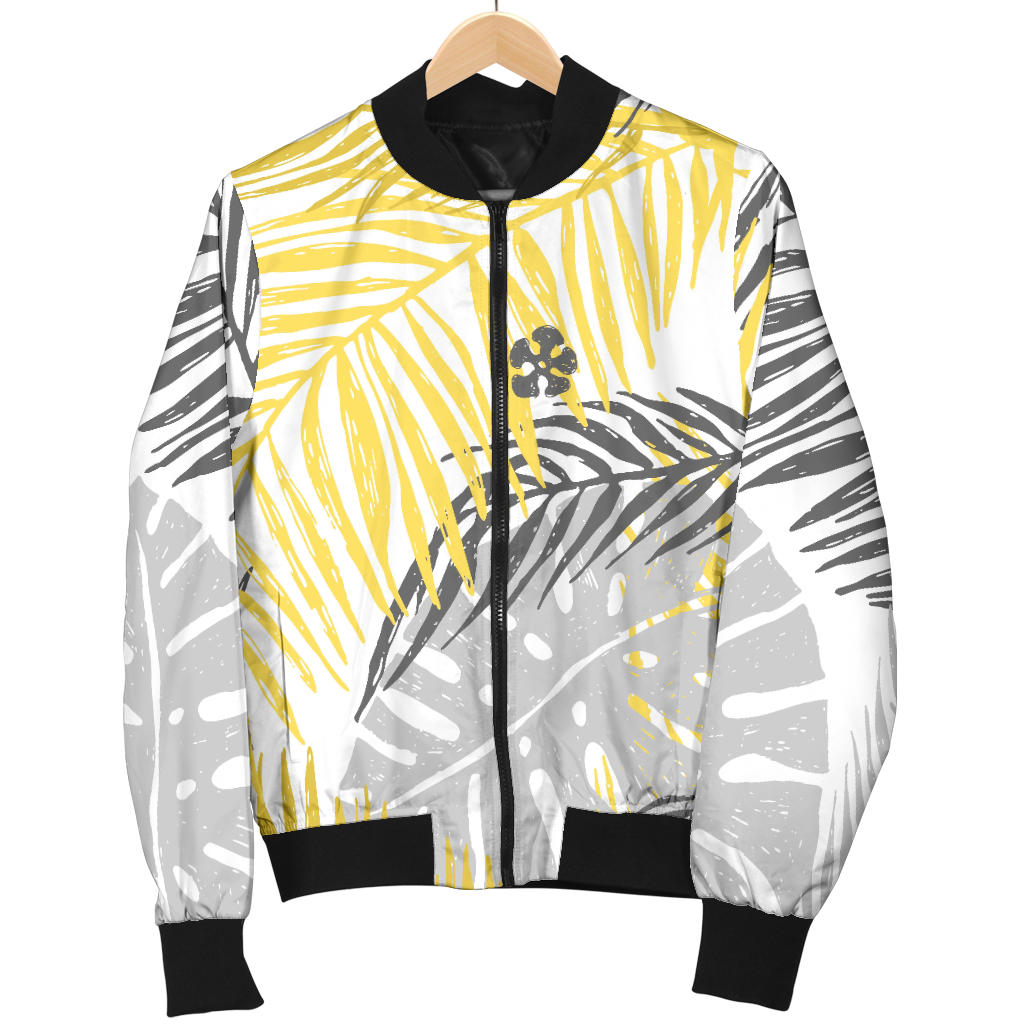 Palm Leaves Pattern Print Design PL012 Women Bomber Jacket
