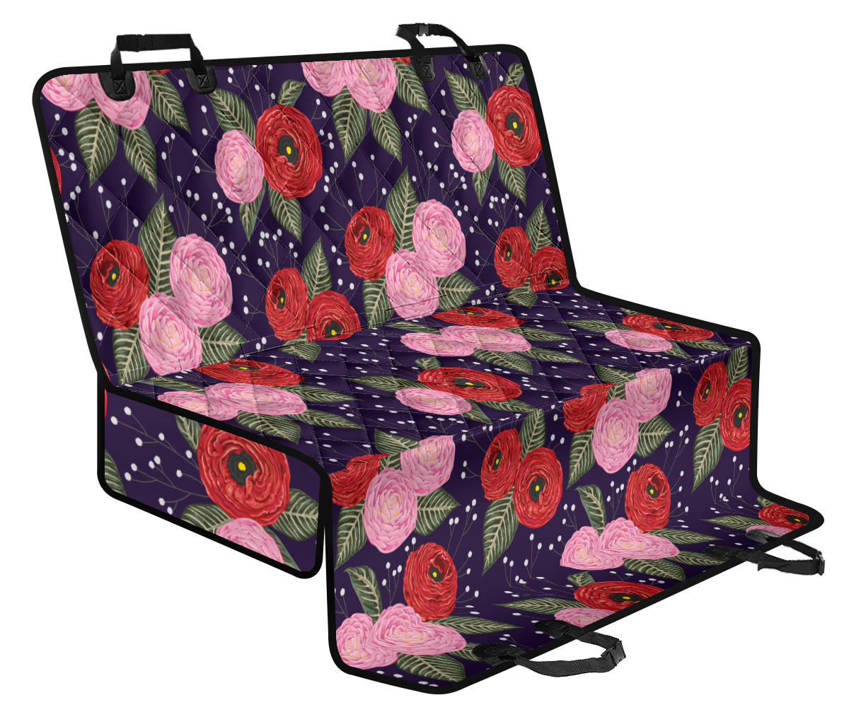 Camellia Pattern Print Design CM02 Rear Dog Seat Cover