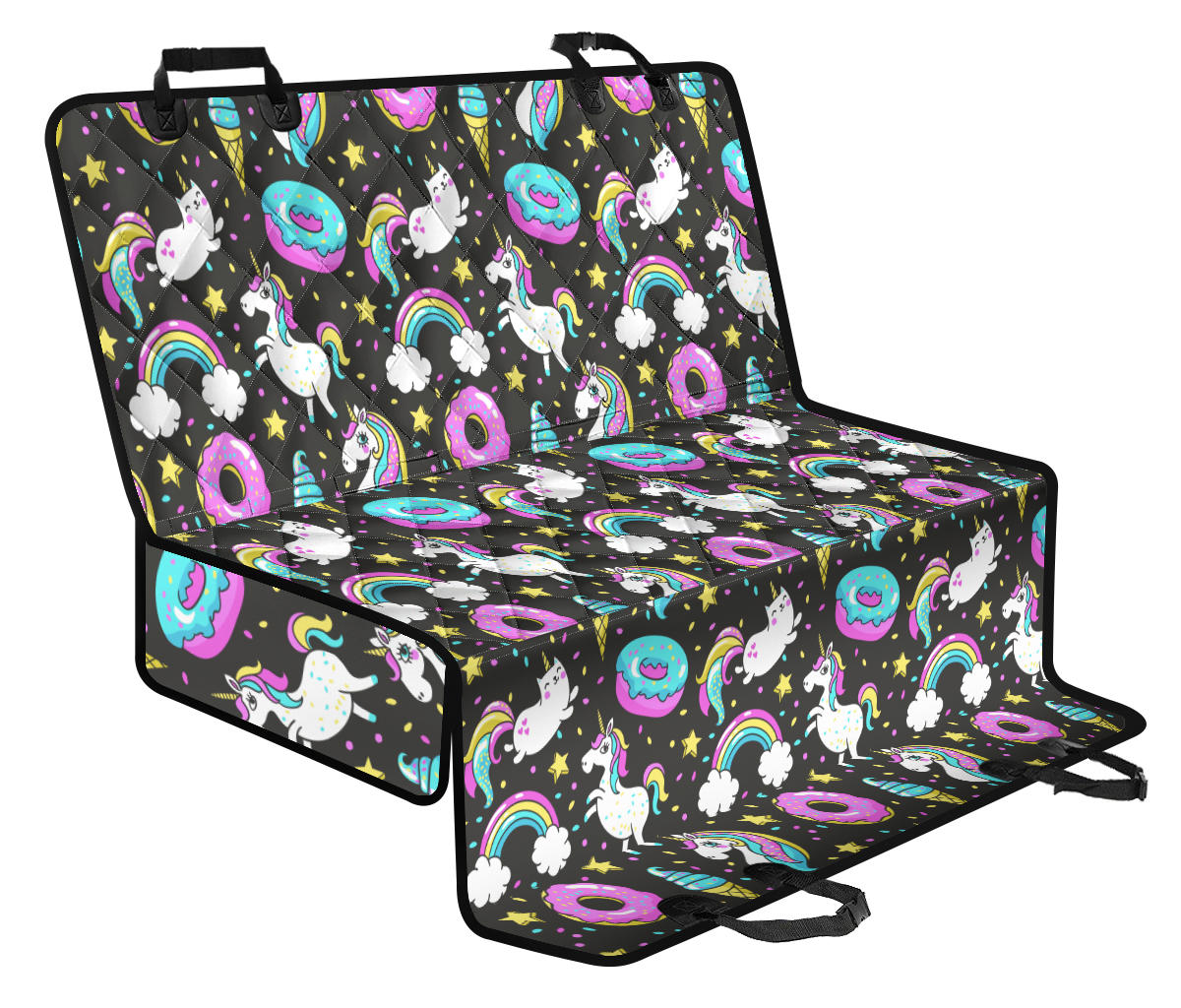 Donut Unicorn Pattern Print Design DN09 Rear Dog Seat Cover