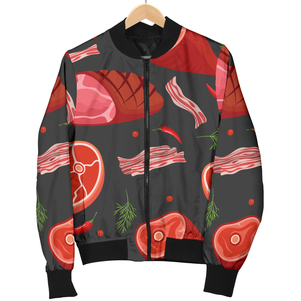 Meat Pattern Print Design 03 Women's Bomber Jacket