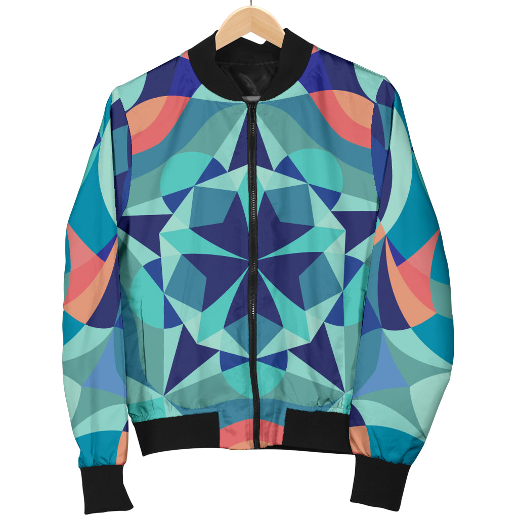 Kaleidoscope Pattern Print Design 03 Women's Bomber Jacket