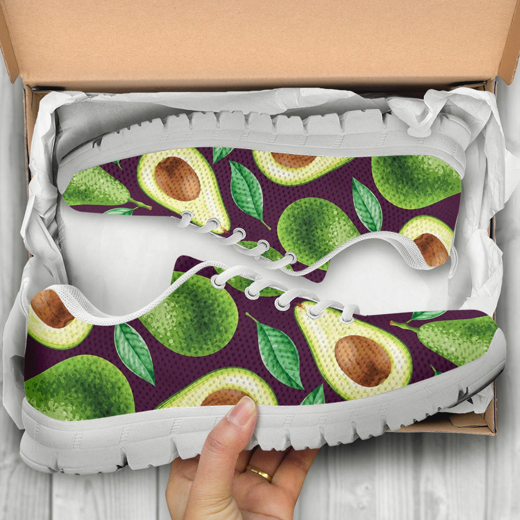 Avocado Pattern Print Design AC08 Sneakers White Bottom Shoes