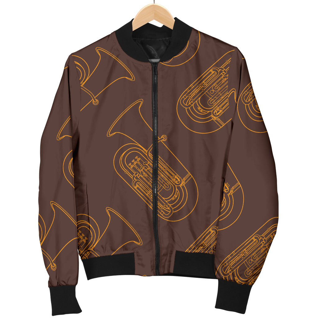 Tuba Pattern Print Design 02 Women's Bomber Jacket