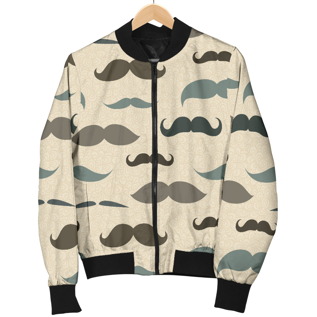 Mustache Pattern Print Design A01 Women's Bomber Jacket