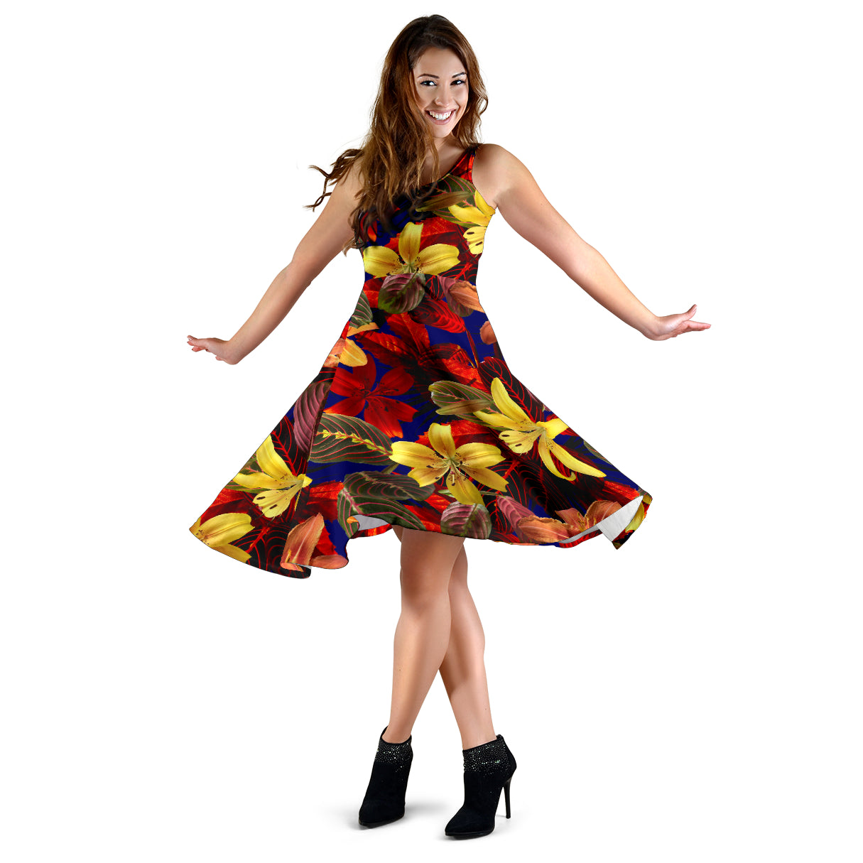 Lily Pattern Print Design LY014 Midi Dress