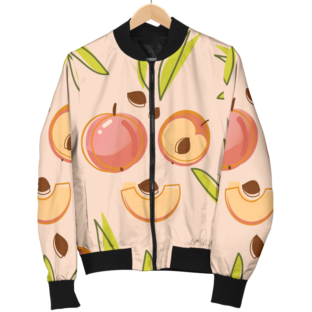 Peach Pattern Print Design A01 Women's Bomber Jacket