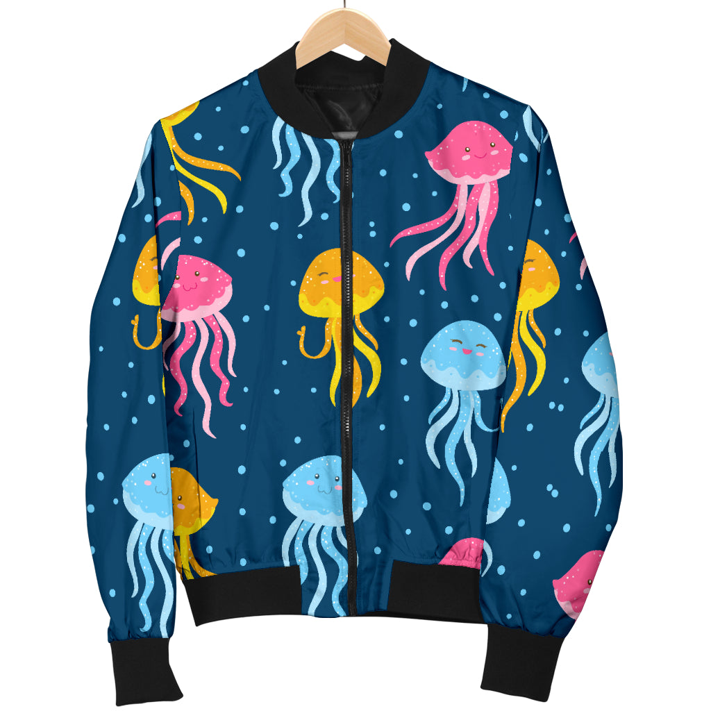Jellyfish Pattern Print Design 04 Women's Bomber Jacket