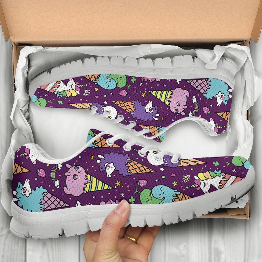 Ice Cream Pattern Print Design IC07 Sneakers White Bottom Shoes