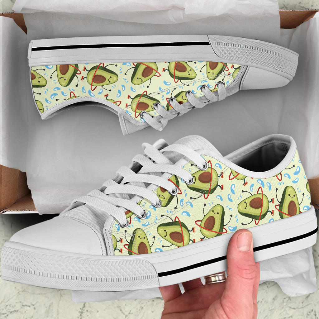 Avocado Pattern Print Design AC02 White Bottom Low Top Shoes