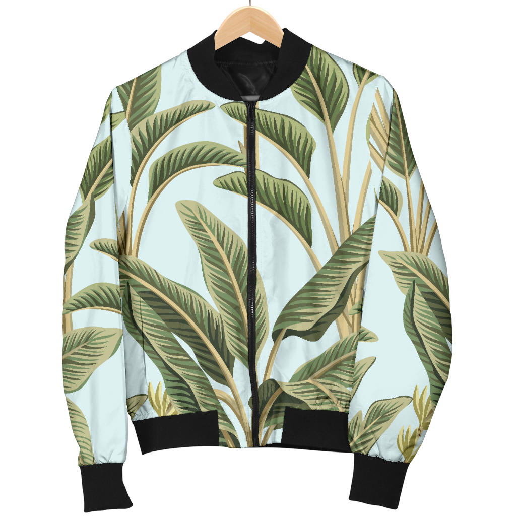 Banana Leaf Pattern Print Design BL03 Men Bomber Jacket