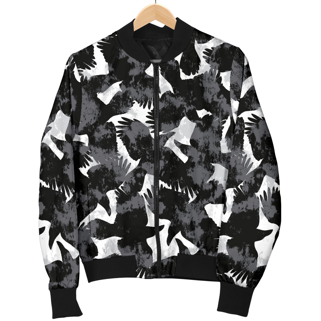 Crow Pattern Print Design 01 Women's Bomber Jacket
