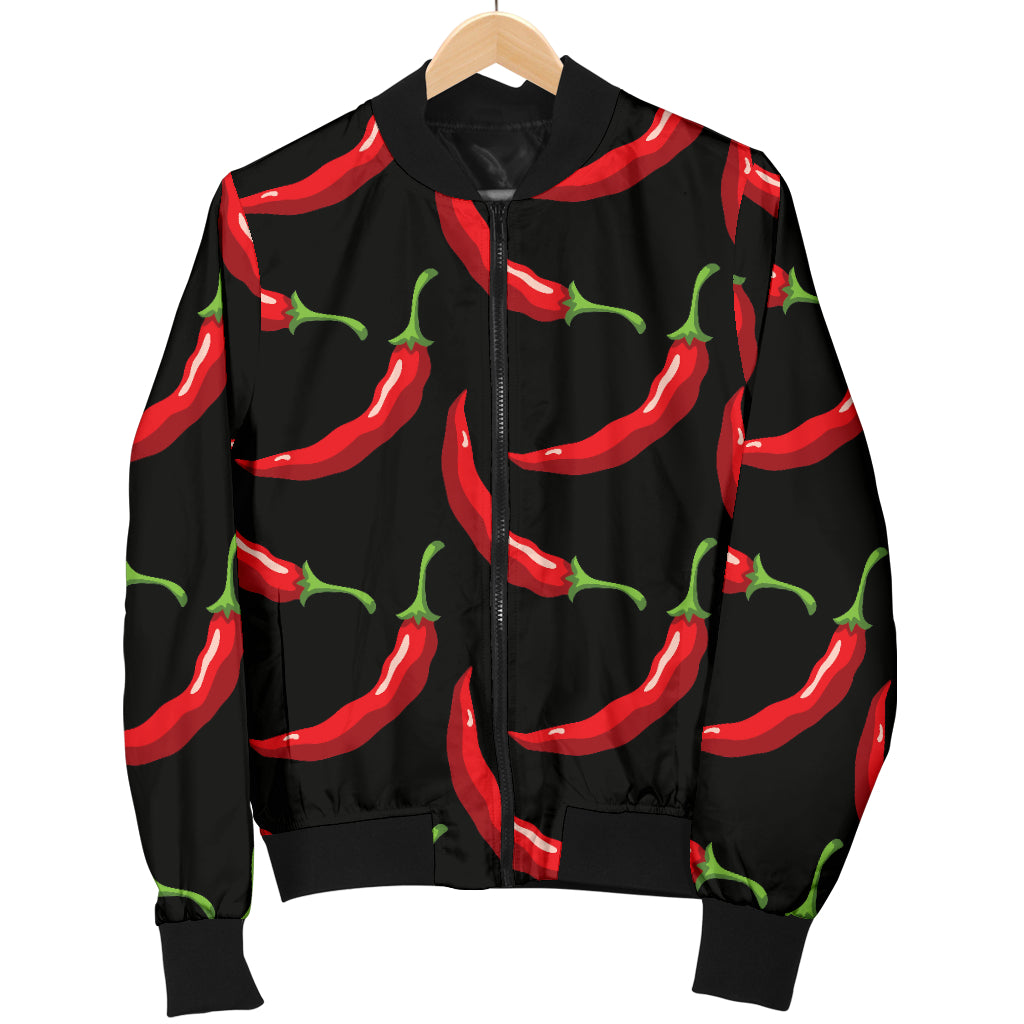 Chilli Pepper Pattern Print Design 01 Women's Bomber Jacket
