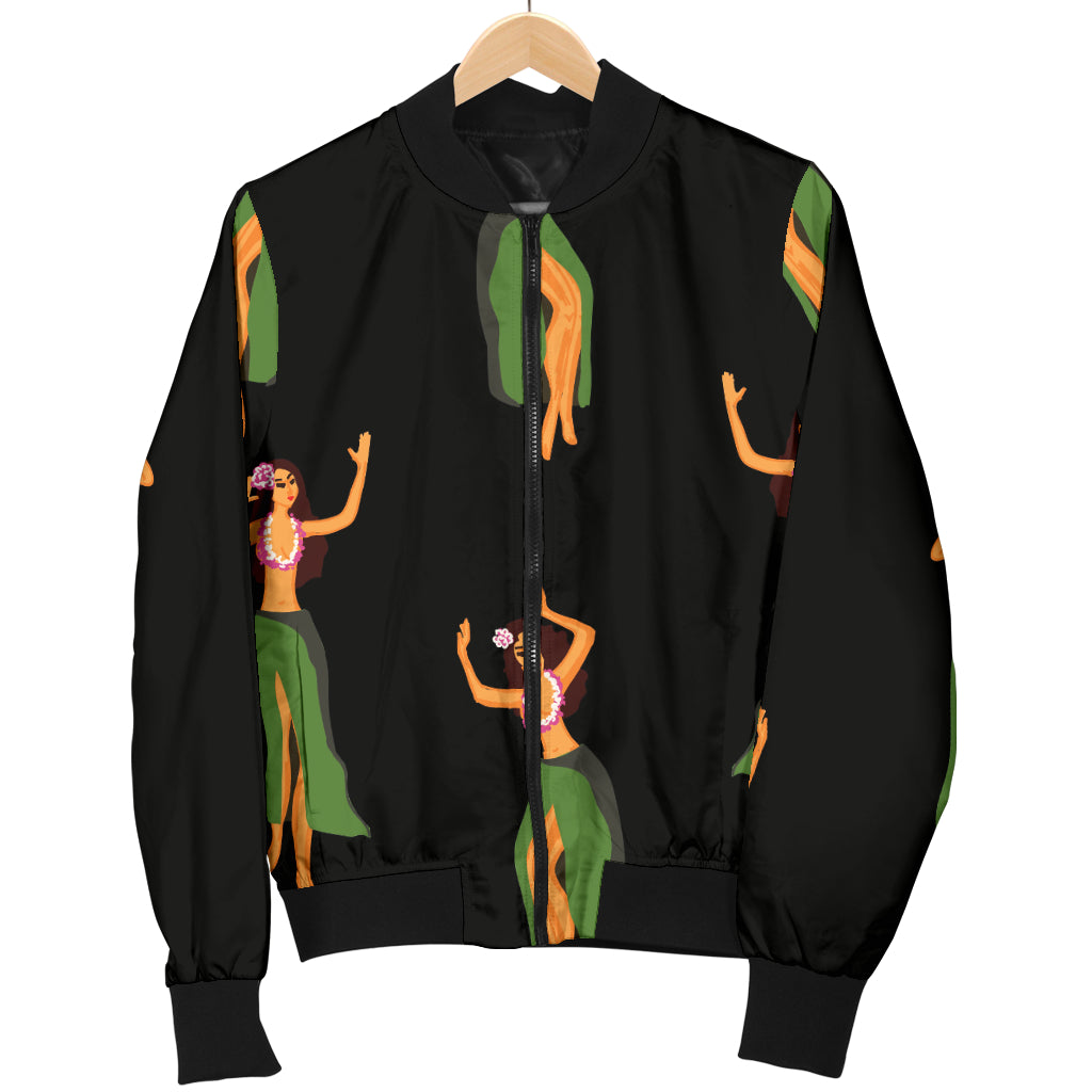 Hula Dancers Girl Pattern Print Design 01 Women's Bomber Jacket