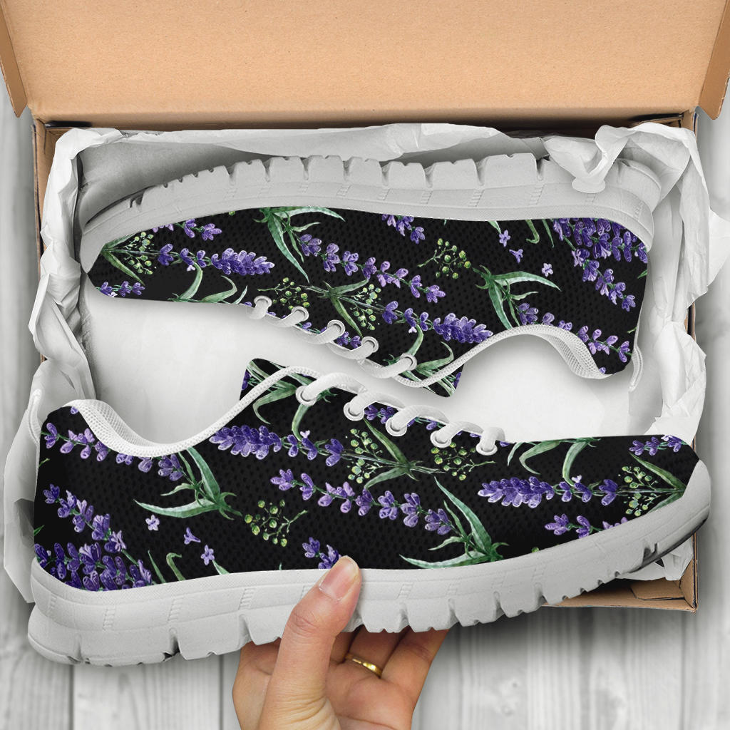 Lavender Pattern Print Design LV01 Sneakers White Bottom Shoes