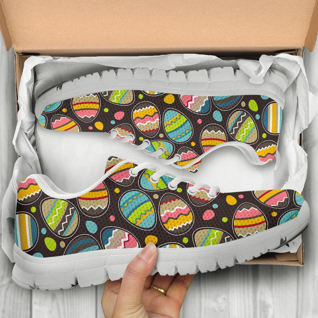 Easter Eggs Pattern Print Design RB03 Sneakers White Bottom Shoes