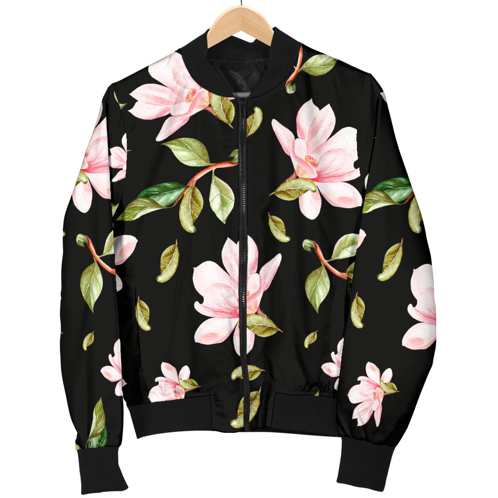 Magnolia Pattern Print Design MAG01 Women Bomber Jacket