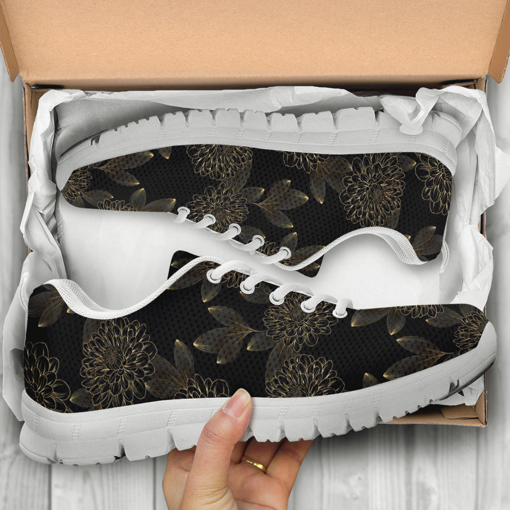 Dahlia Pattern Print Design DH04 Sneakers White Bottom Shoes