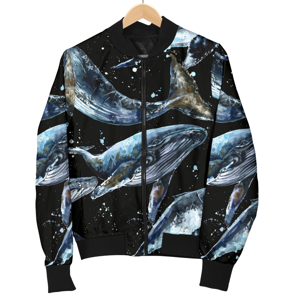 Humpback Whale Pattern Print Design 01 Women's Bomber Jacket