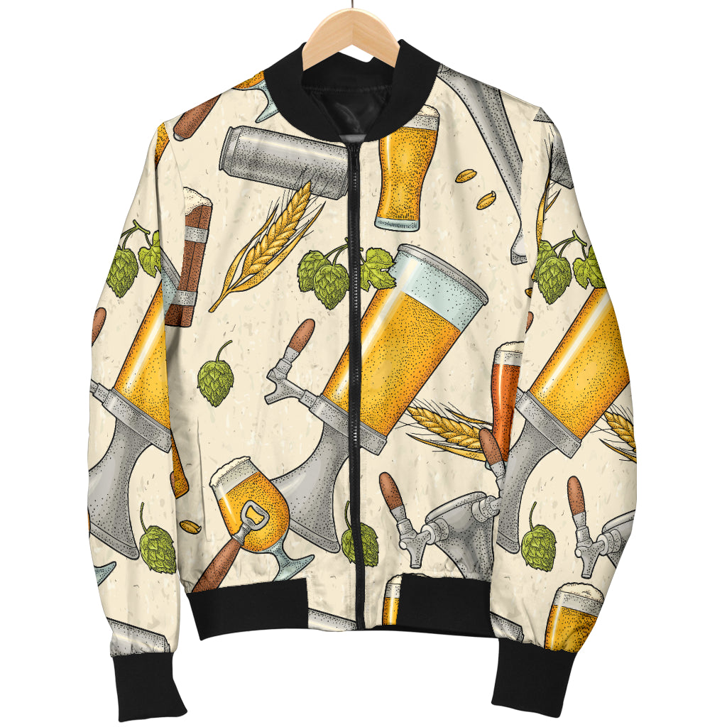 Beer Pattern Print Design 05 Women's Bomber Jacket