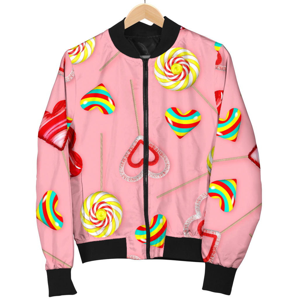 Lollipop Pattern Print Design LL05 Women Bomber Jacket
