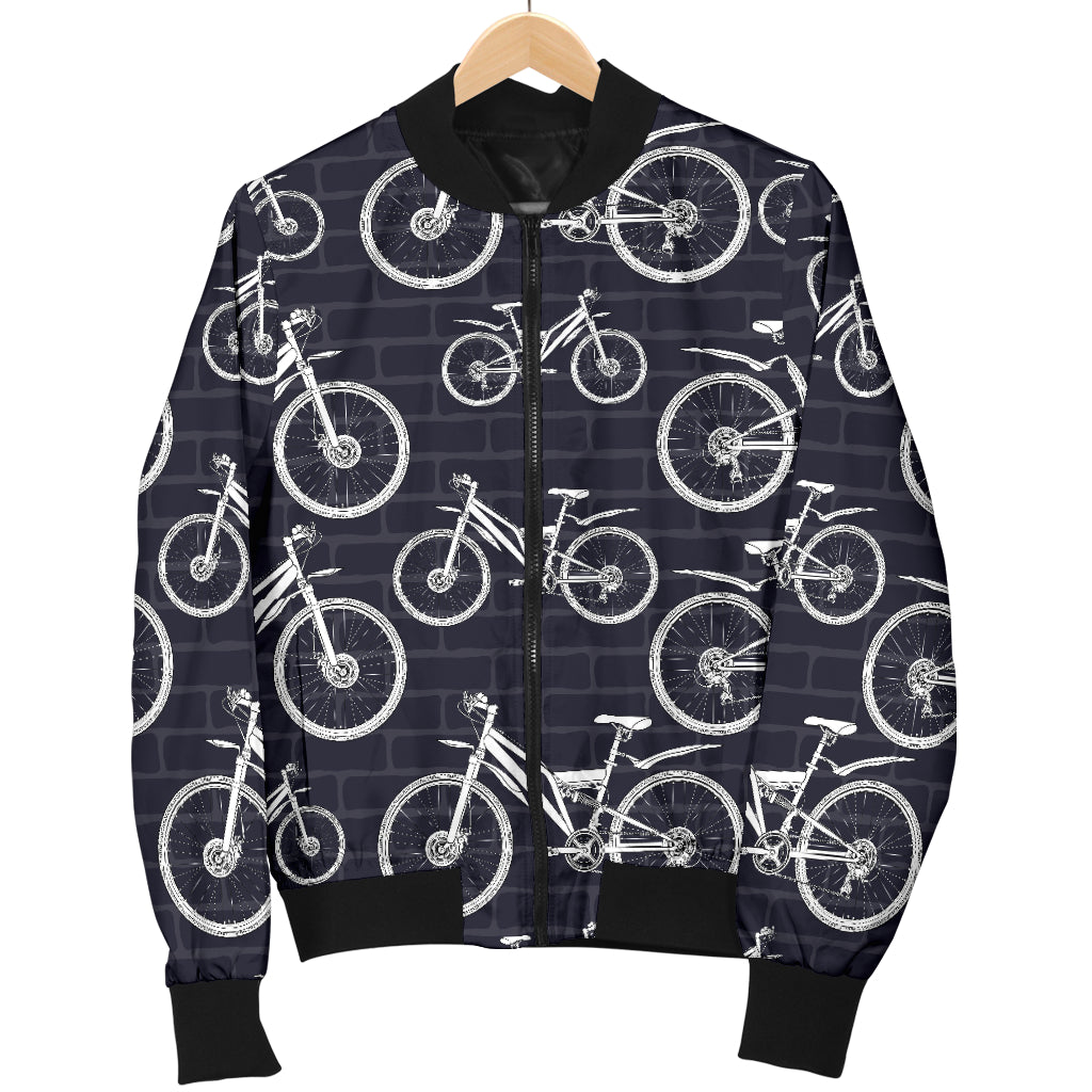 Mountain bike Pattern Print Design 02 Women's Bomber Jacket