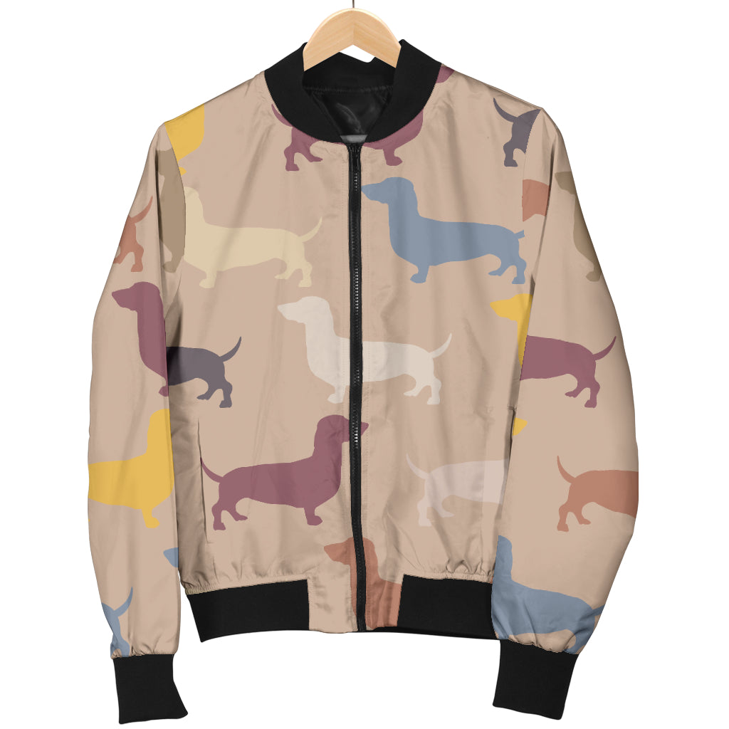 Dachshund Pattern Print Design 03 Women's Bomber Jacket