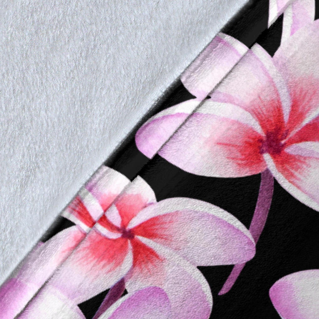 Pink Plumeria Pattern Print Design PM09 Fleece Blanket