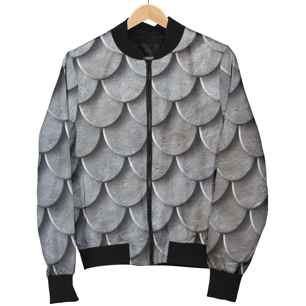 Armor Scales Pattern Print Design 03 Women's Bomber Jacket