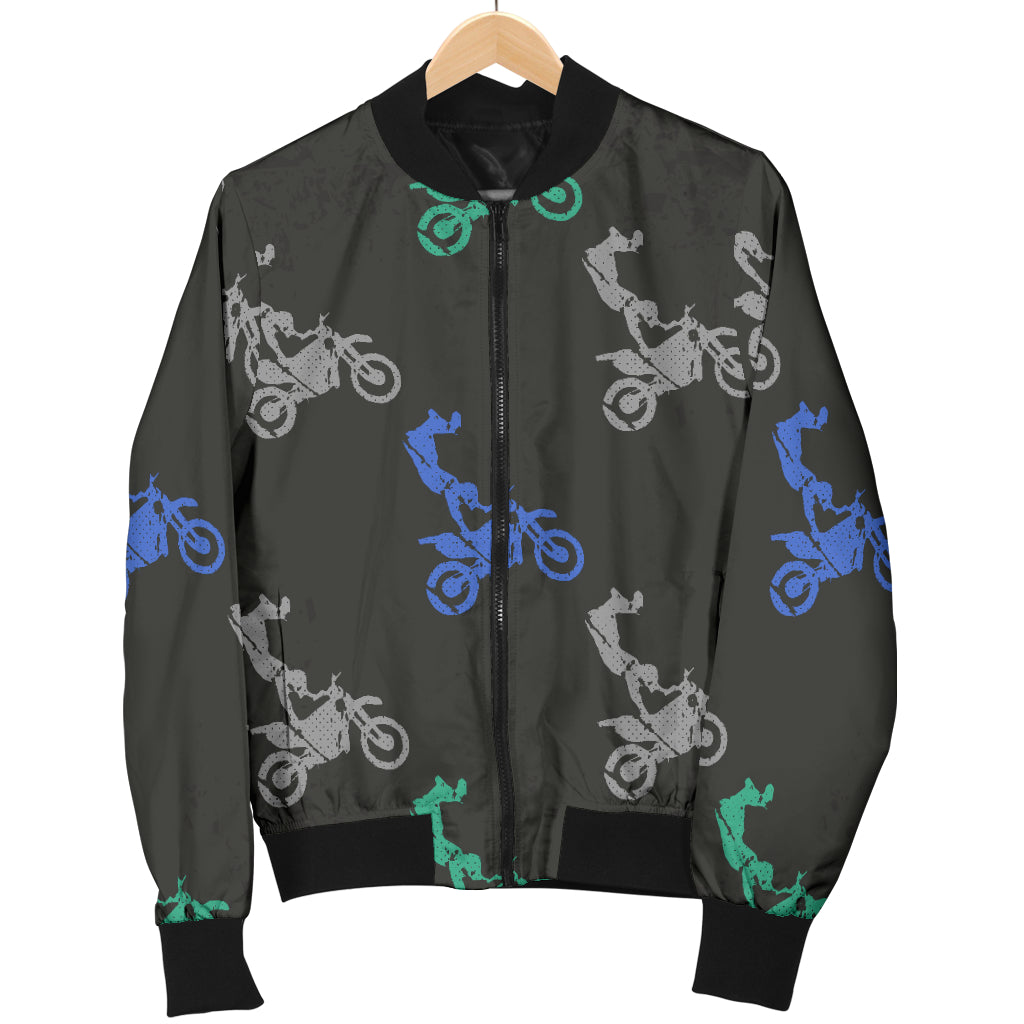 Motocross Pattern Print Design 02 Women's Bomber Jacket