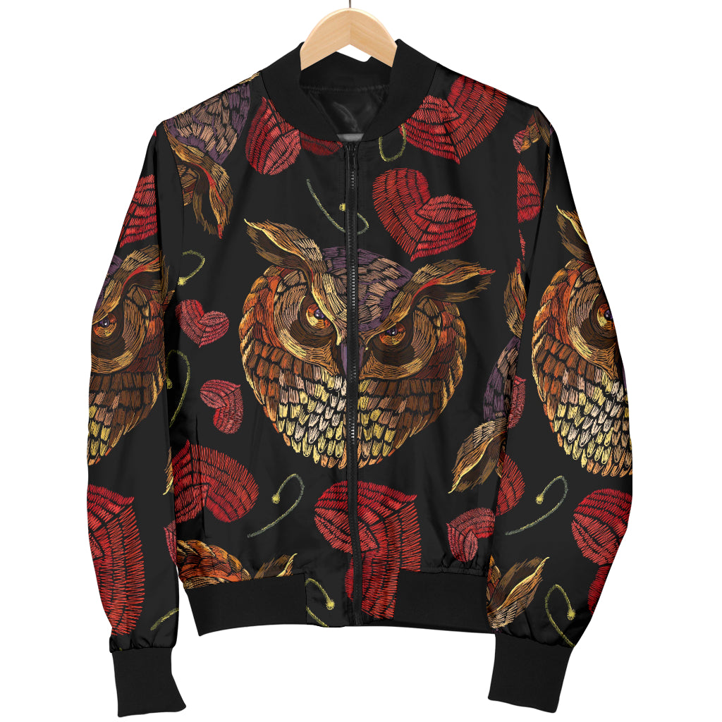 Owl Pattern Print Design A08 Women's Bomber Jacket
