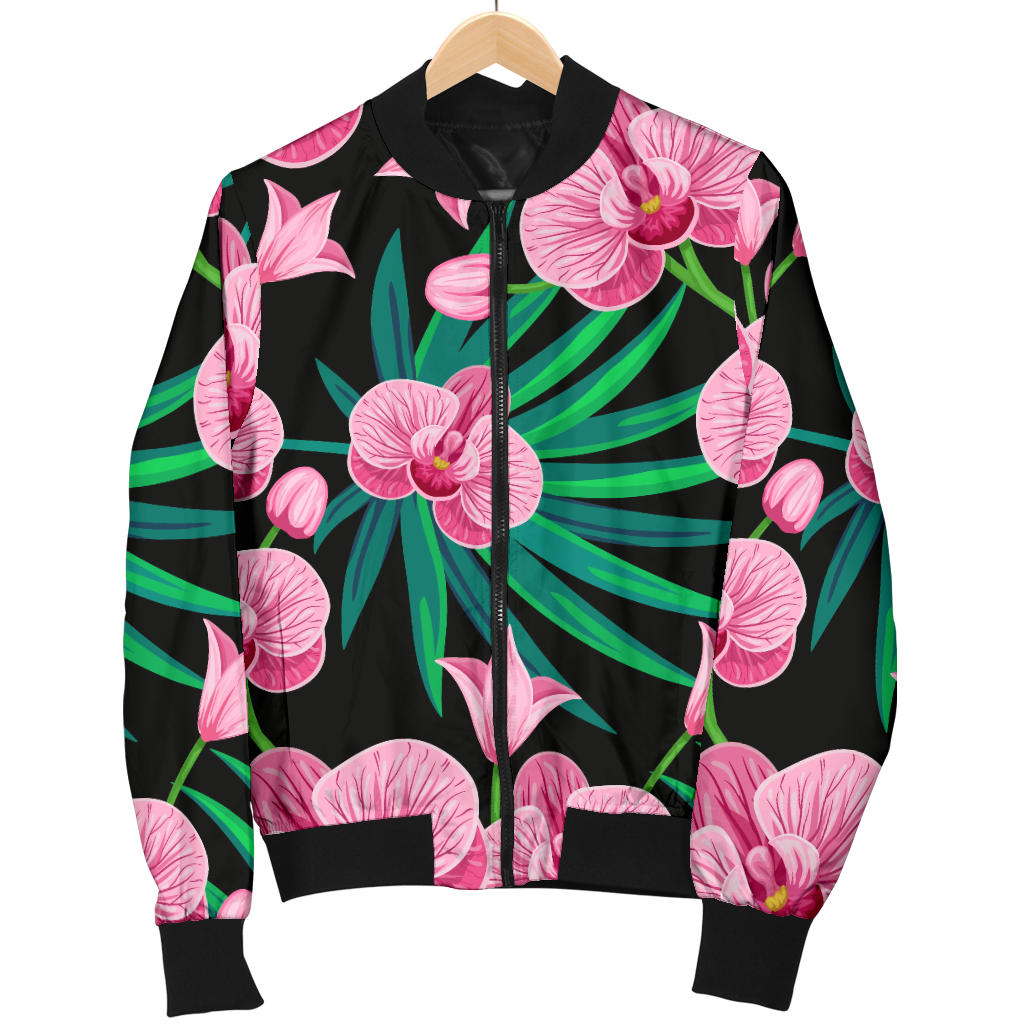 Orchid Pink Pattern Print Design OR06 Men Bomber Jacket