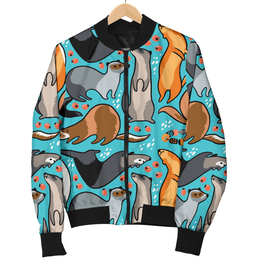 Ferret Pattern Print Design 03 Women's Bomber Jacket