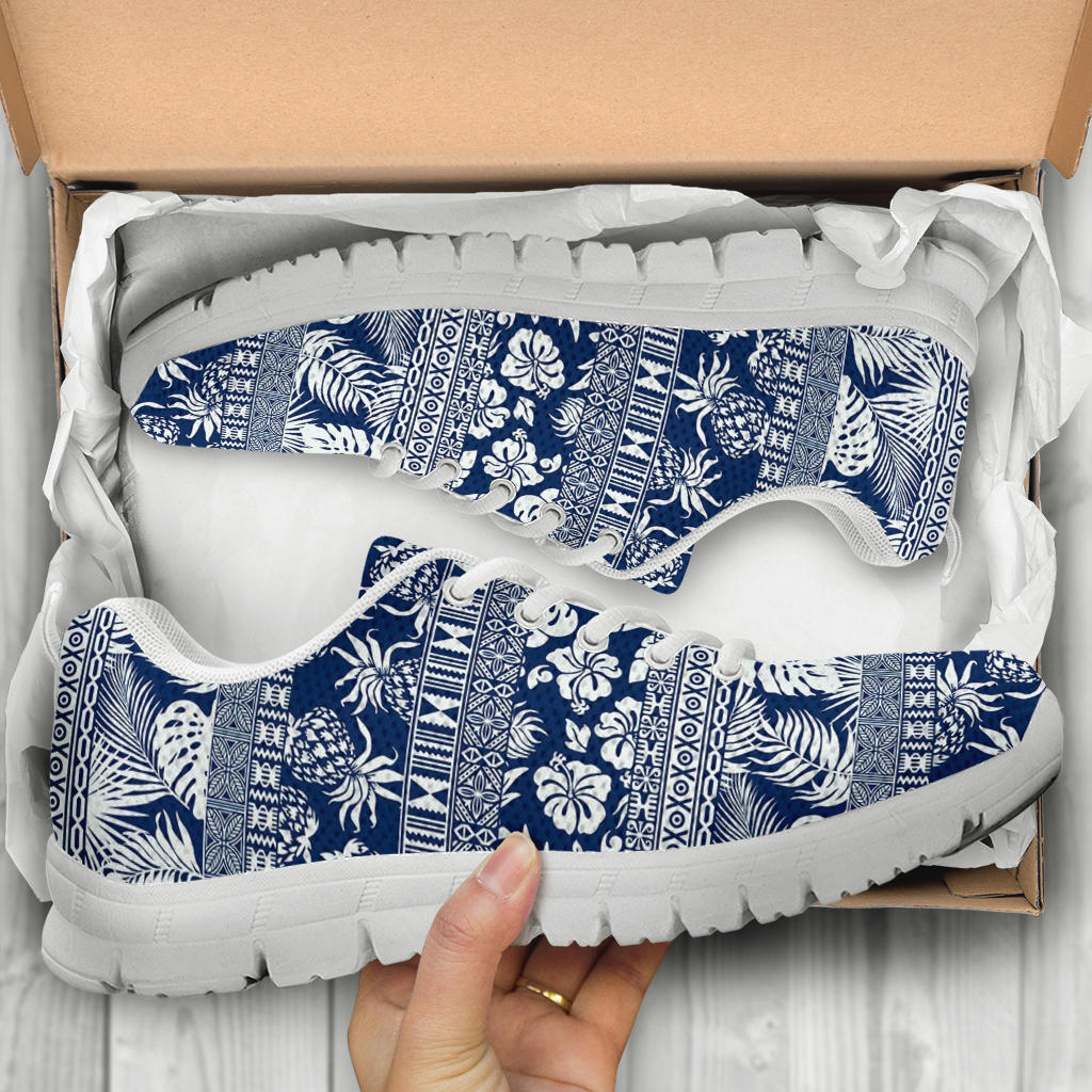 Hawaiian Themed Pattern Print Design H020 Sneakers White Bottom Shoes