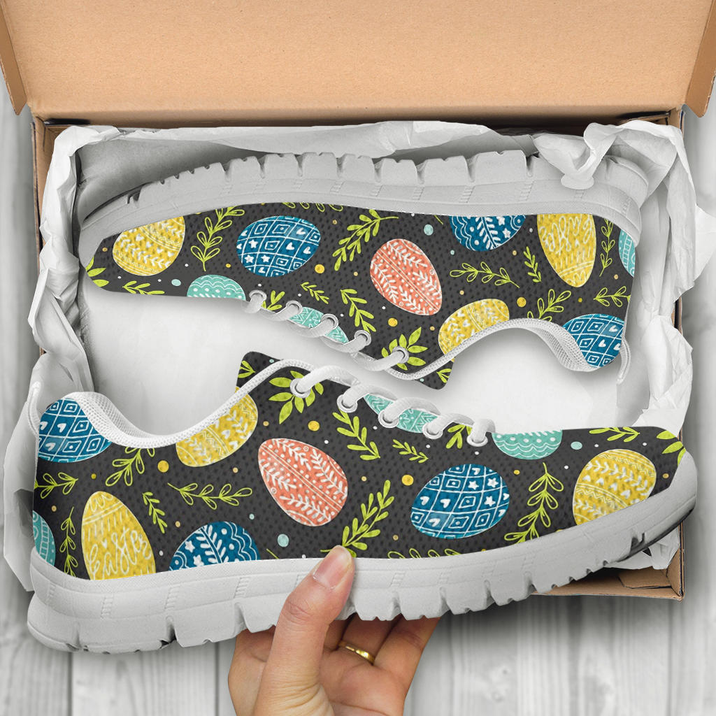 Easter Eggs Pattern Print Design RB01 Sneakers White Bottom Shoes