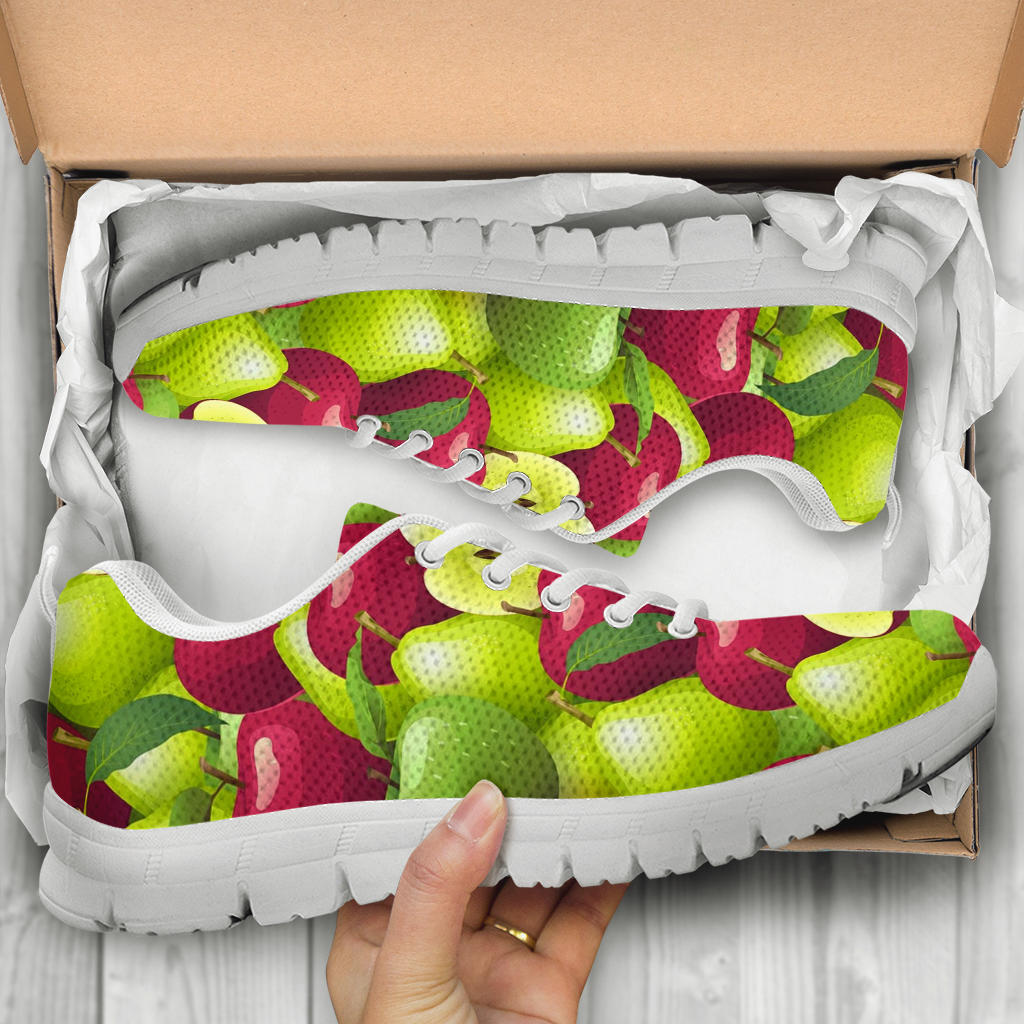 Apple Pattern Print Design AP03 Sneakers White Bottom Shoes