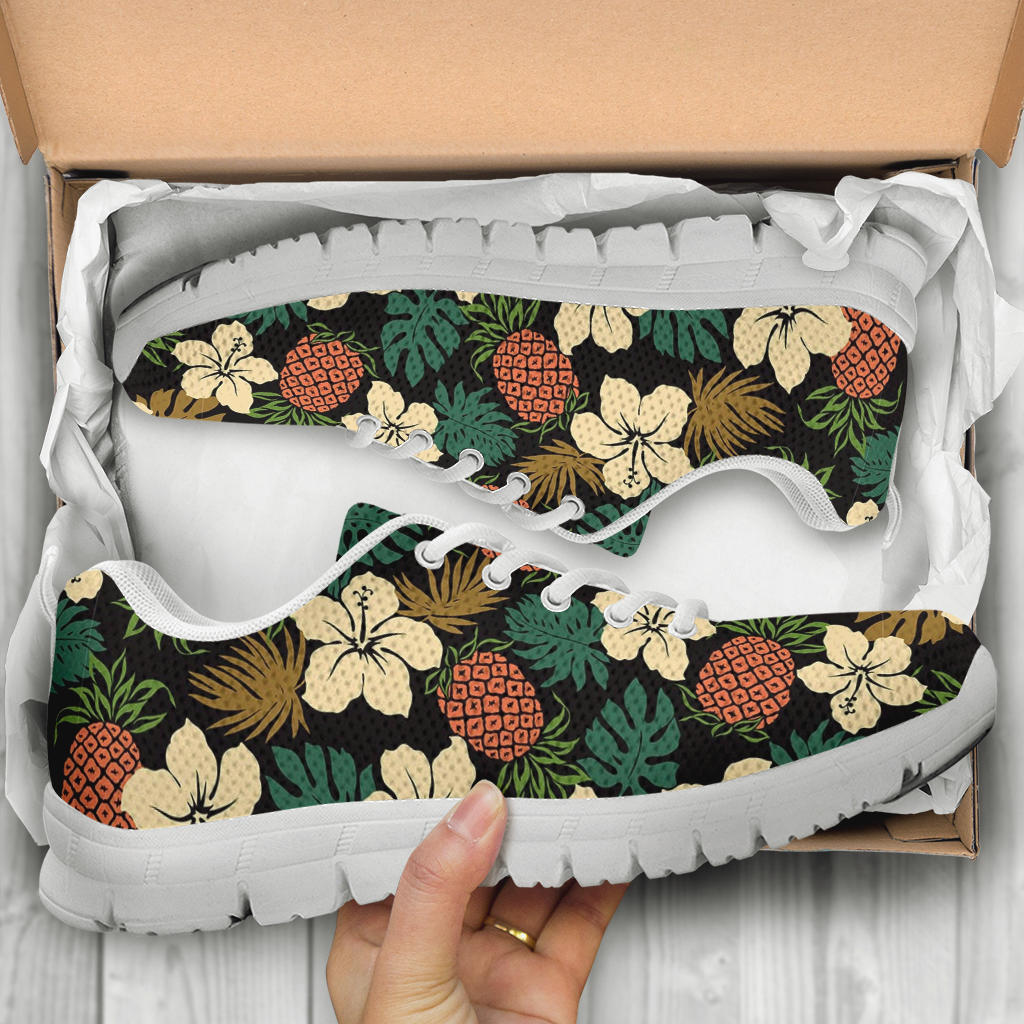 Hawaiian Themed Pattern Print Design H08 Sneakers White Bottom Shoes