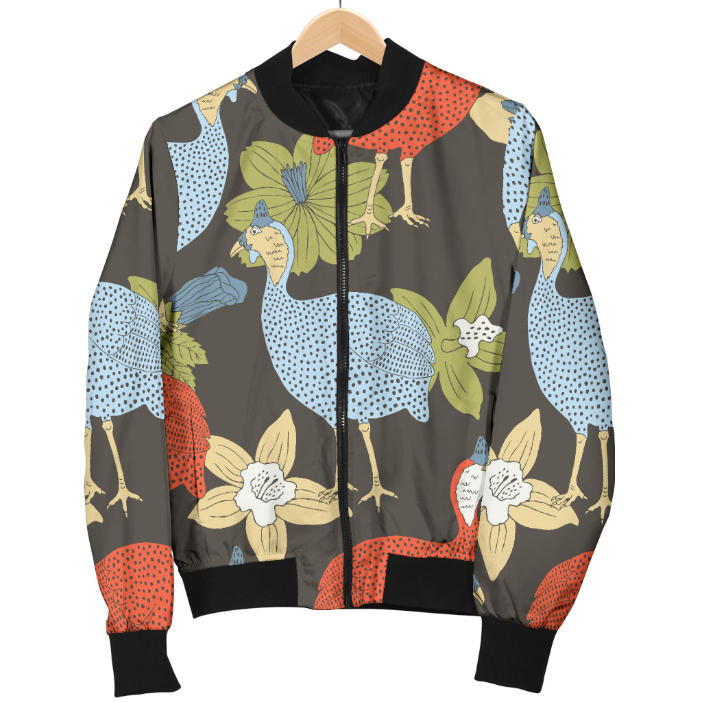 Guinea Fowl Pattern Print Design 02 Women's Bomber Jacket