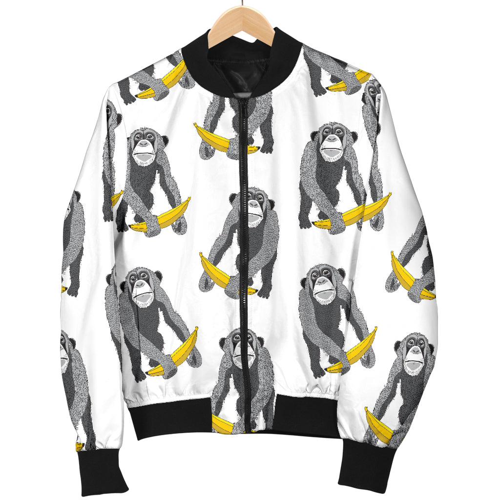 Chimpanzee Pattern Print Design 05 Women's Bomber Jacket