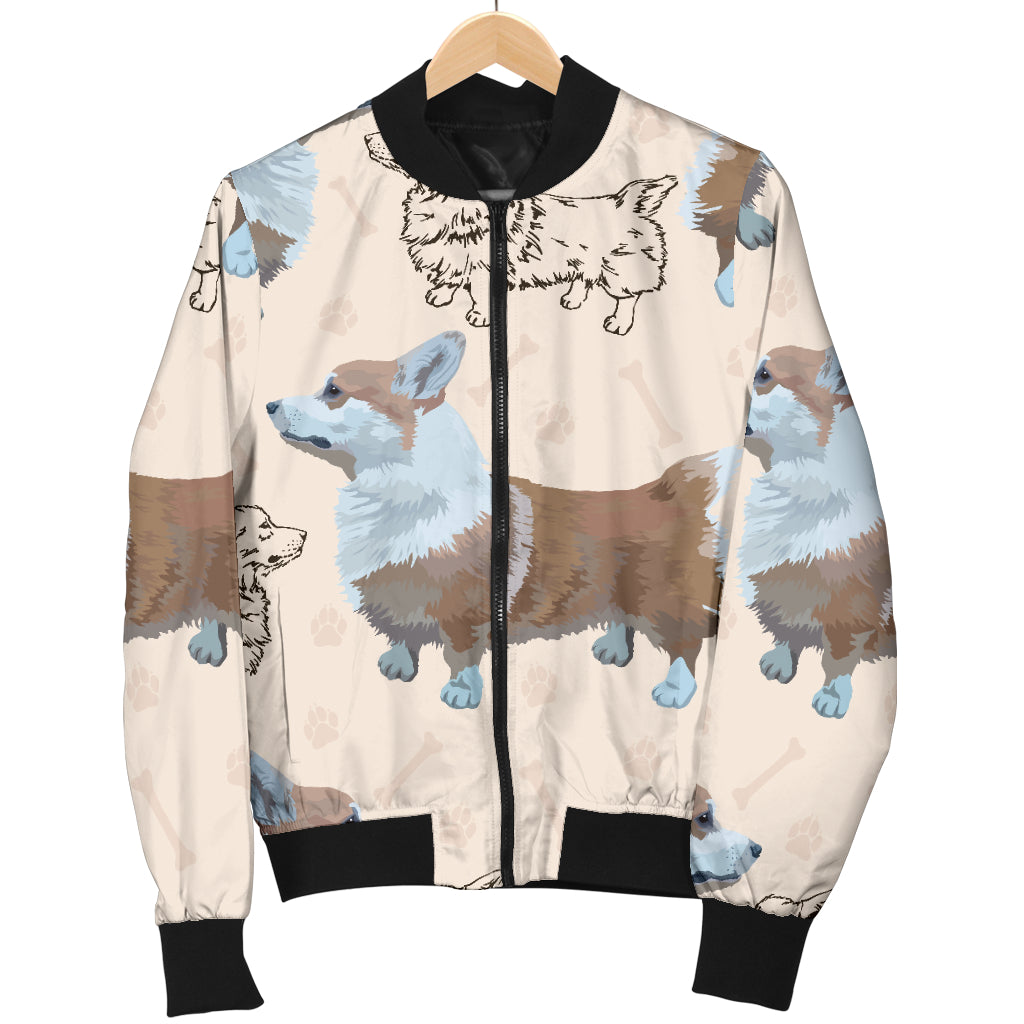 Pembroke Welsh Corgis Pattern Print Design A03 Women's Bomber Jacket