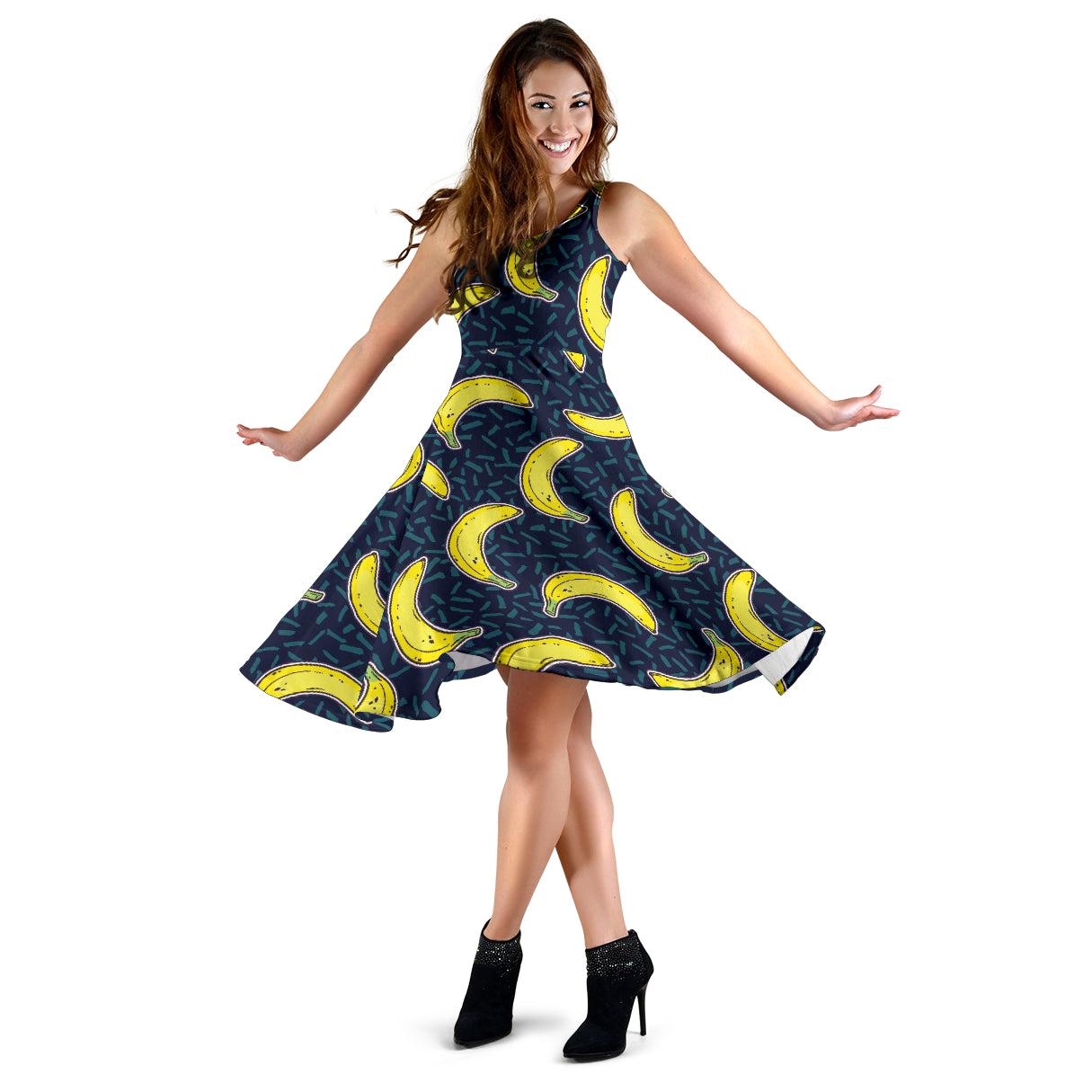 Banana Pattern Print Design BA09 Midi Dress