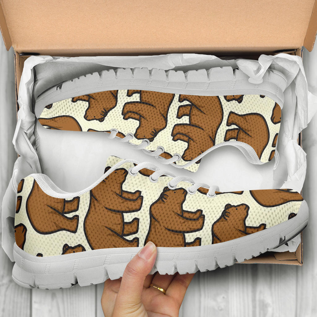 Bear Pattern Print Design BE05 Sneakers White Bottom Shoes