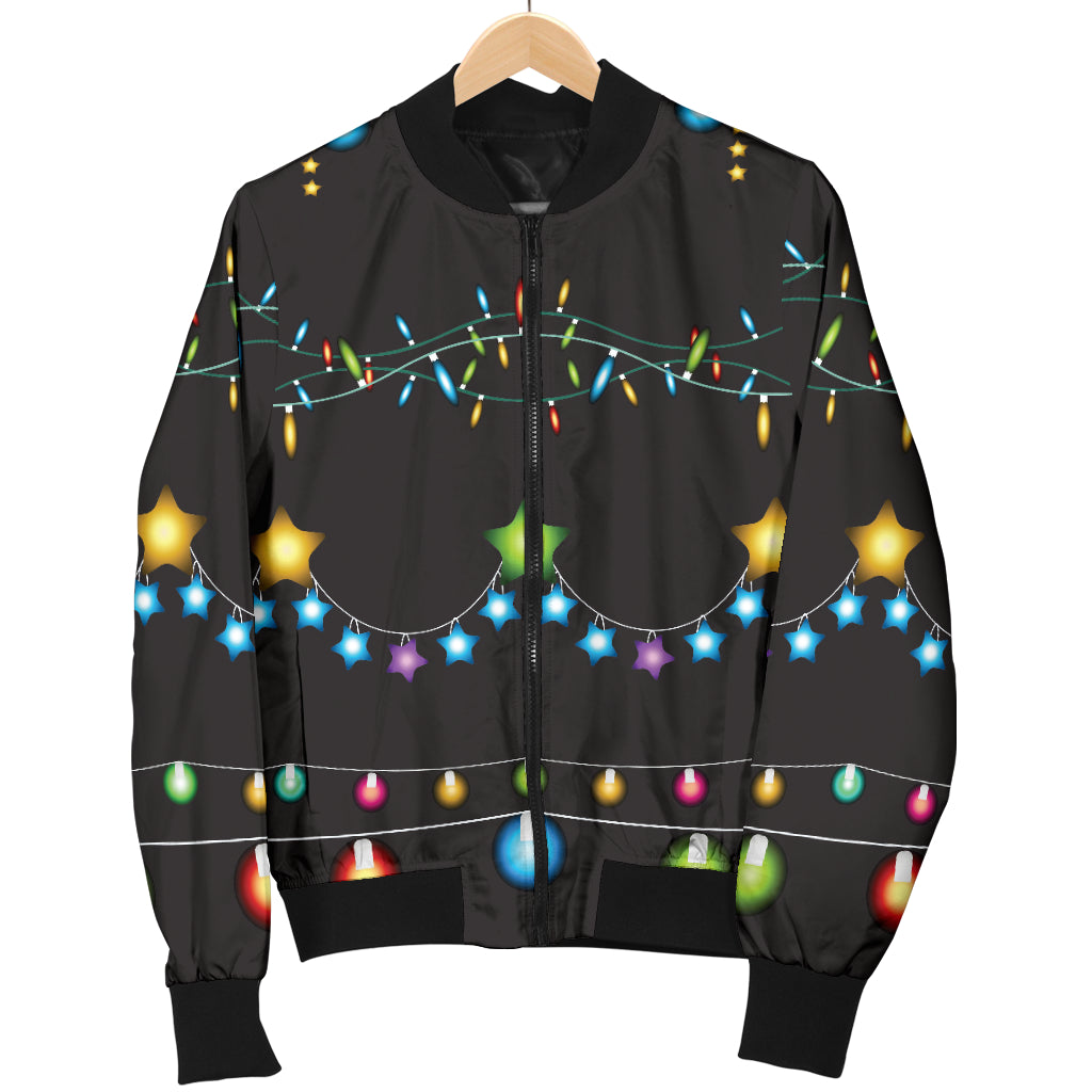 Christmas Light Pattern Print Design 01 Women's Bomber Jacket