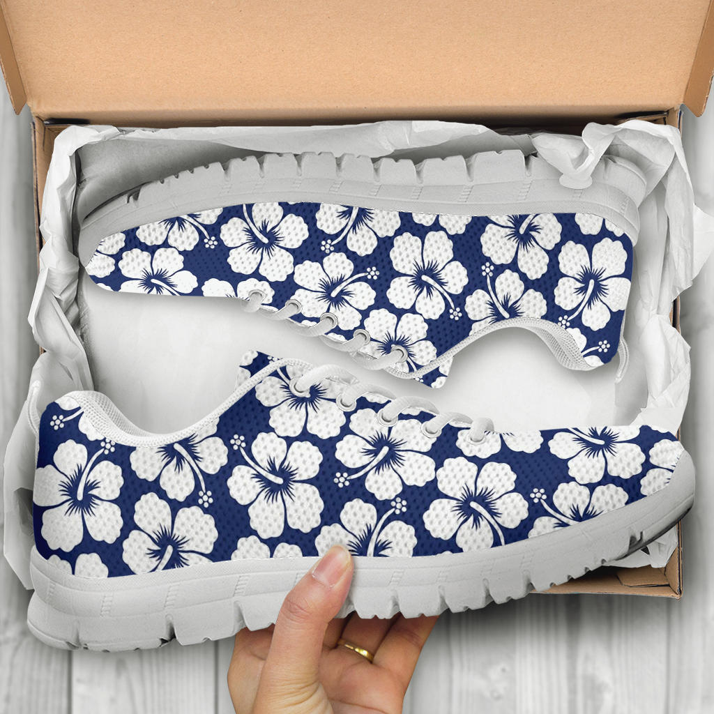Hibiscus Pattern Print Design HB013 Sneakers White Bottom Shoes