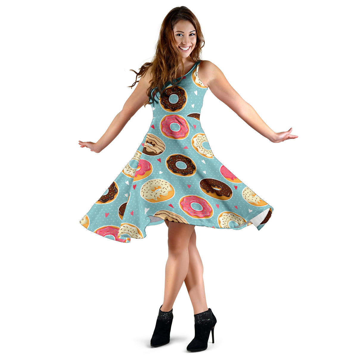 Donut Pattern Print Design DN04 Midi Dress