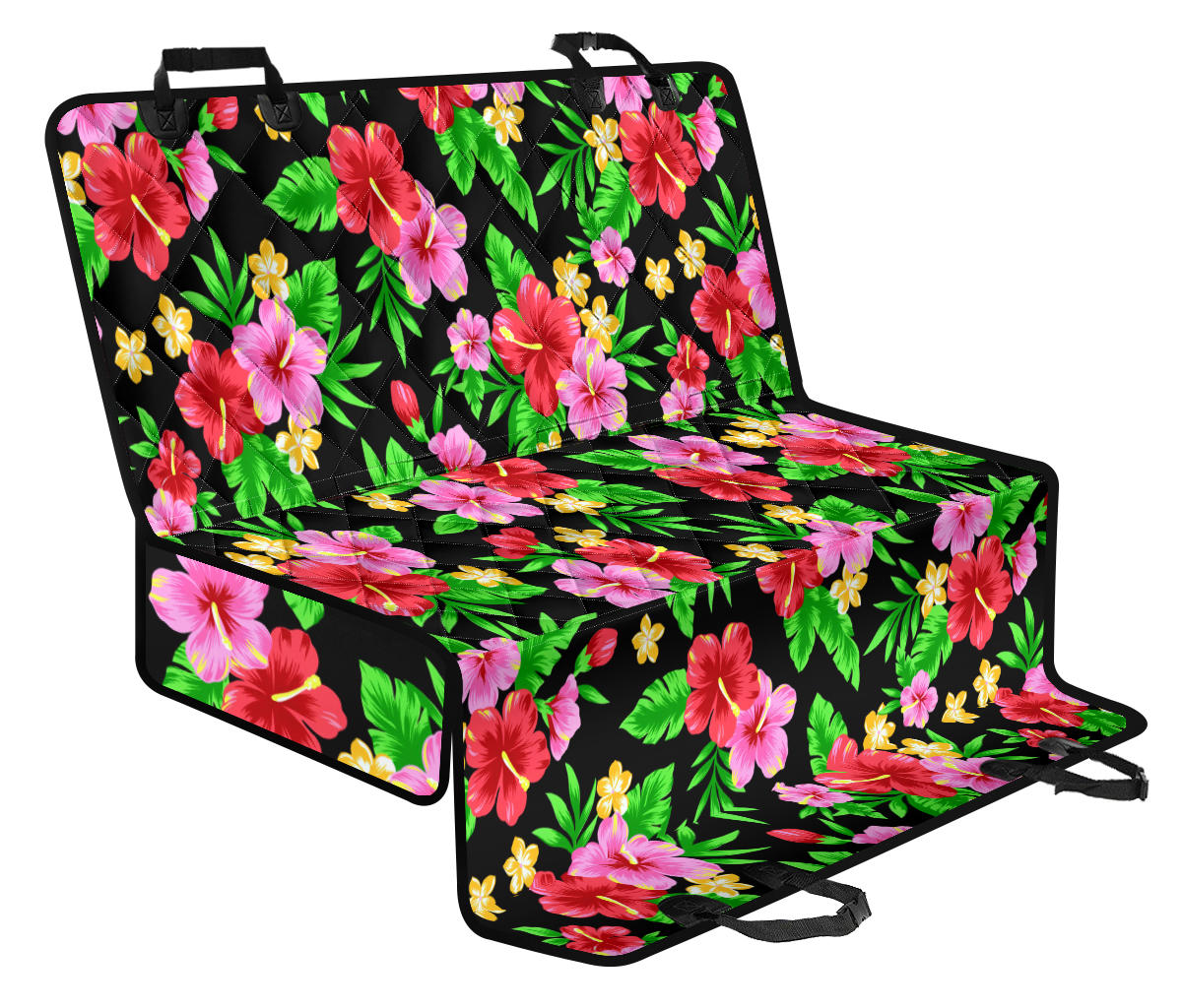 Pink Red Hibiscus Pattern Print Design HB023 Rear Dog Seat Cover