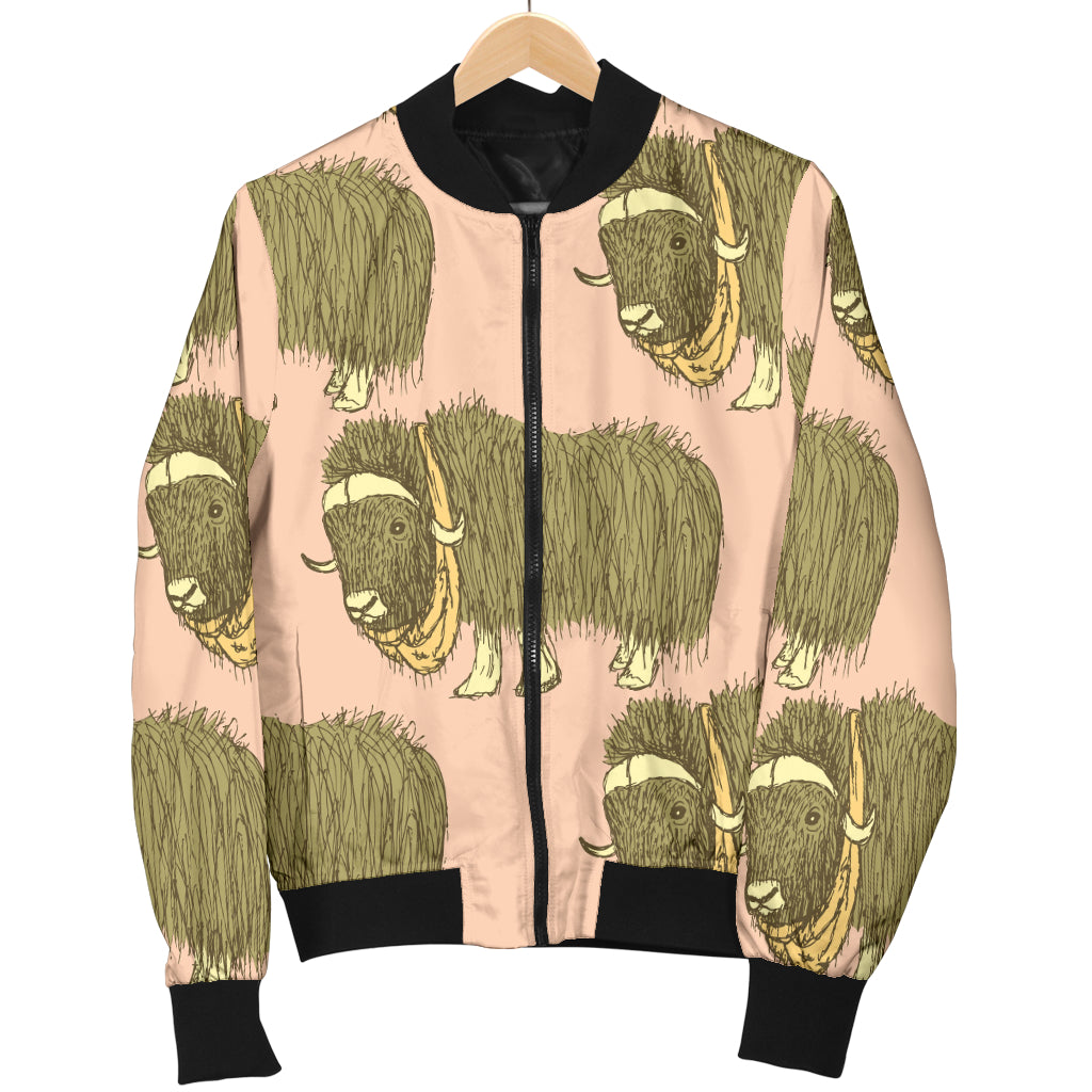 Yak Pattern Print Design 01 Women's Bomber Jacket